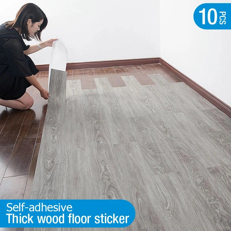 10 Miếng Dán Sàn PVC 3D Gỗ Dày Chống Thấm Bền Dễ Dán - Daisan Store