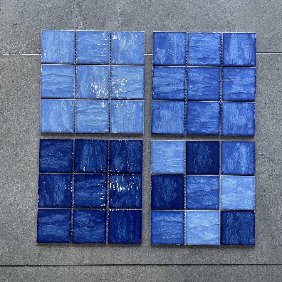 Nhà sản xuất Trung Quốc Gạch men sứ xanh nhạt Gạch ốp tường men sứ xanh da trời Gạch mosaic hồ bơi