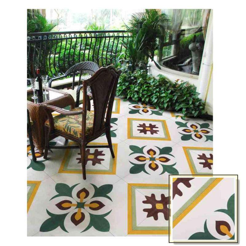 Gạch men Mosaic bông kiểu Pháp, họa tiết hoa, thiết kế hiện đại, thủ công