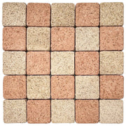 Gạch hai màu lát sân vườn ngoài trời bê tông đỏ vuông mỏng 30mm 98x98mm, mẫu P12-11, xuất xứ Nhật Bản, đang giảm giá