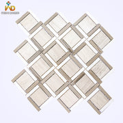 Gạch Mosaic Đá Tự Nhiên Xám Trắng cho Ốp Bếp, Tường Phòng Tắm