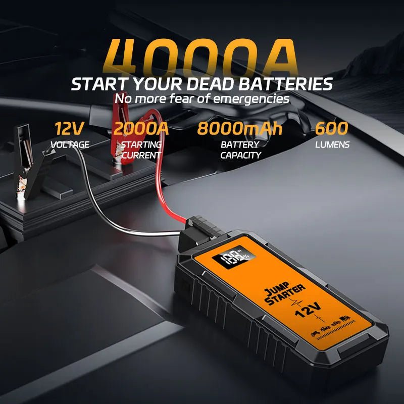 12V Screen Safety Hammer Car Starting Device Car Jump Starter 4000A Power Bank Car Wireless Tire Inflator Pump Air Compressor - Daisan Store