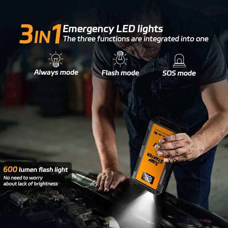 12V Screen Safety Hammer Car Starting Device Car Jump Starter 4000A Power Bank Car Wireless Tire Inflator Pump Air Compressor - Daisan Store