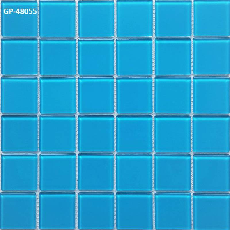Gạch vuông màu xanh dương sáng, xếp thành lưới 6x6, viền trắng. Mã góc trên trái: GP-48055.