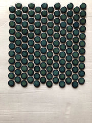 Gạch mosaic bi tròn  chip 19 màu xanh cổ vịt mã 19EB-D77