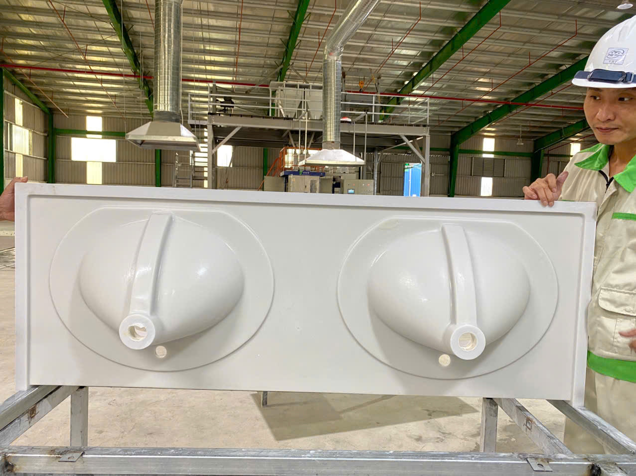 Chậu đôi Oval mã PS-6122OW KT 1549x559mm