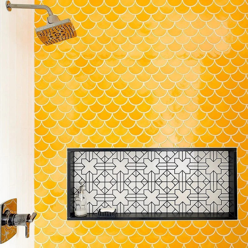 Mosaic vảy cá màu vàng men bóng GP-FT113YL