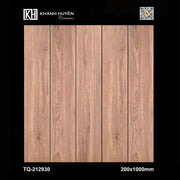 Gạch giả gỗ màu nâu nhạt, vân gỗ tự nhiên, kích thước 200x1000mm, thương hiệu Khánh Huyền.
