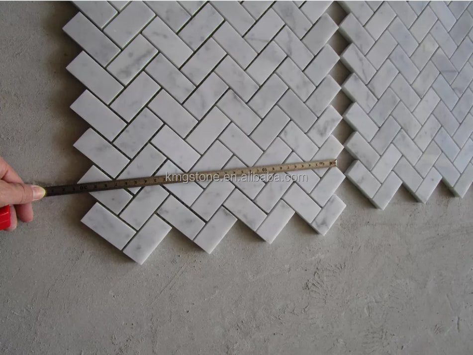 Gạch Mosaic Đá cẩm thạch Kính 4mm Thiết kế Hiện đại Hình Lục giác Vuông Kiểu Parquet Phong cách Trang trí sàn Phòng tắm Bếp Hồ bơi ngoài trời