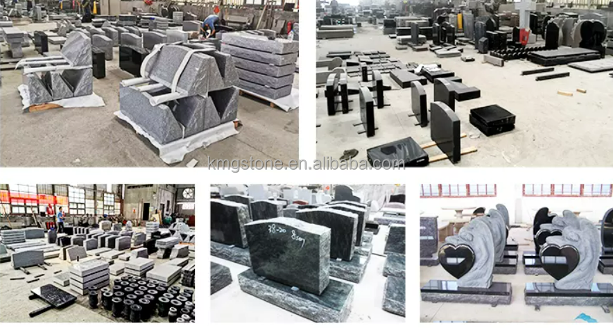 Bia mộ Đá Granite Đen Impala Phong cách Châu Âu Hiện đại Kiểu sách Gạch Đá Cẩm thạch