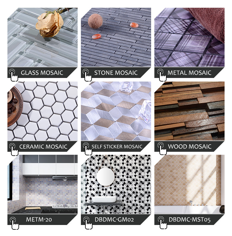 Bán sỉ Gạch mosaic kính vân đá cẩm thạch phong cách Châu Âu hiện đại, họa tiết đồ họa, dày 3mm, bảo hành 5 năm, dùng cho tường nội thất khách sạn