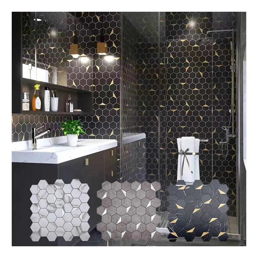 Gạch Mosaic Lục Giác Gốm Sứ Porcelain Cắt Tia Nước Dùng Cho Ốp Bếp, Ốp Nhà Tắm