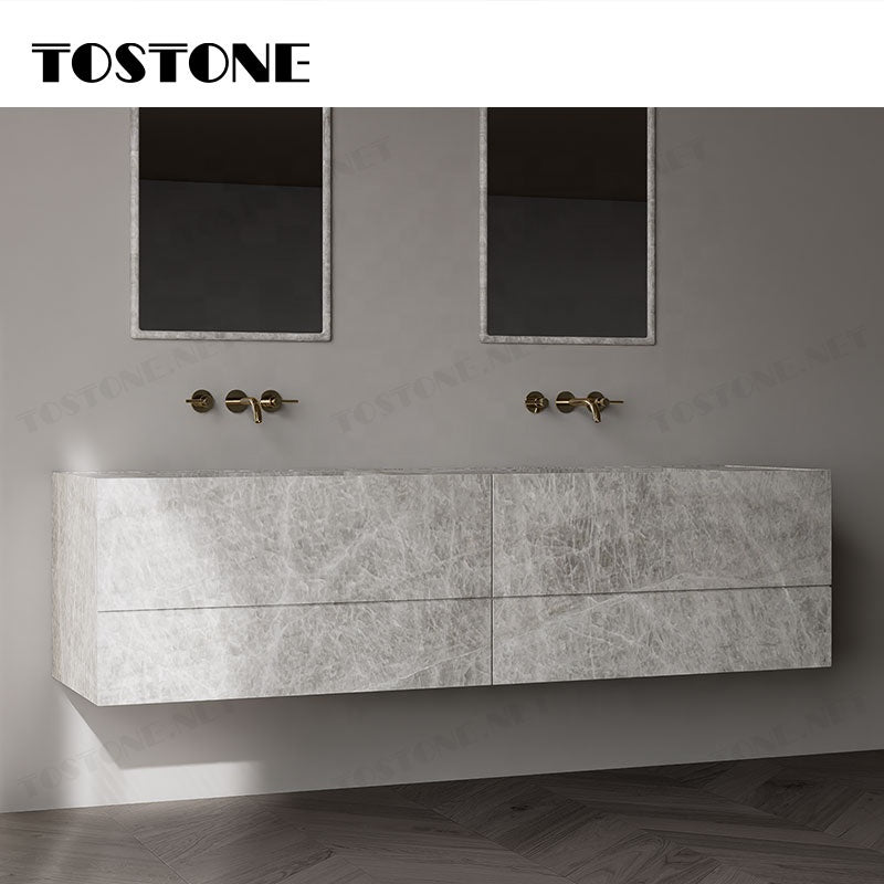 Tủ lavabo phòng tắm Tostone Đá Taj Mahal Tự nhiên Mài mờ Tối giản Sang trọng