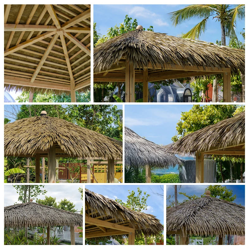 Customized UV Resistant Fireproof Artificial Thatch Roof Tiles for Resort Hotel Pavilion Garden Outdoor Umbrella Cover