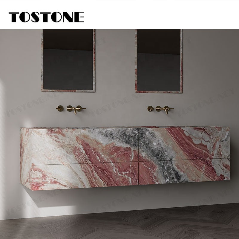 Tostone Bàn Lavabo Đá Cẩm Thạch Đỏ Monica Cổ Điển Bền