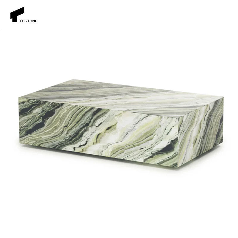 Tostone Nội thất phòng khách Bàn trà đôn đá cẩm thạch tự nhiên xanh lá trang trí nội thất nhà ở, biệt thự