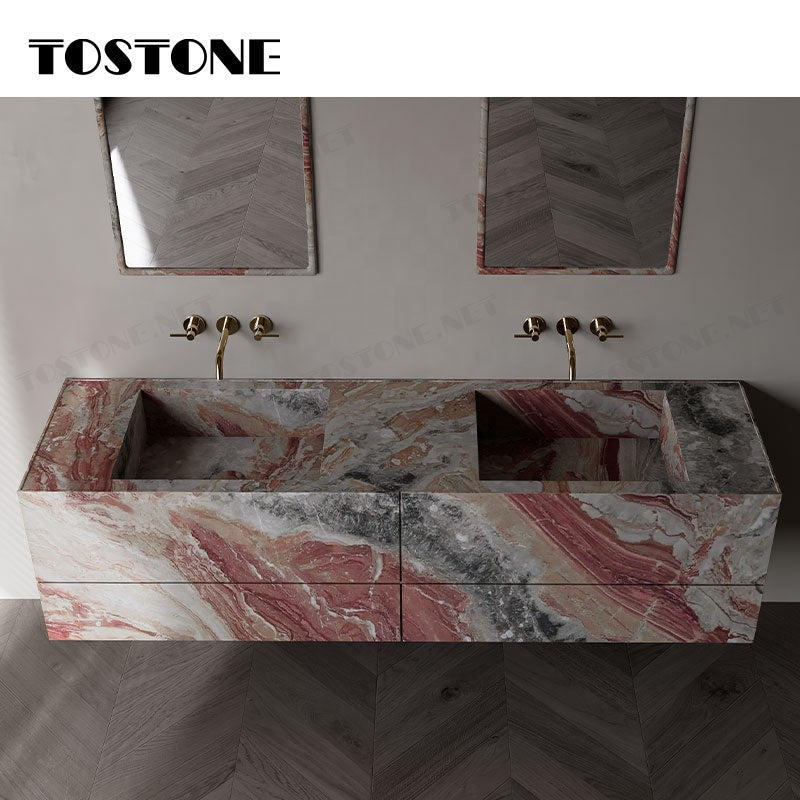Tostone Bàn trang điểm sang trọng bằng đá cẩm thạch đỏ Monica bền bỉ cao cấp