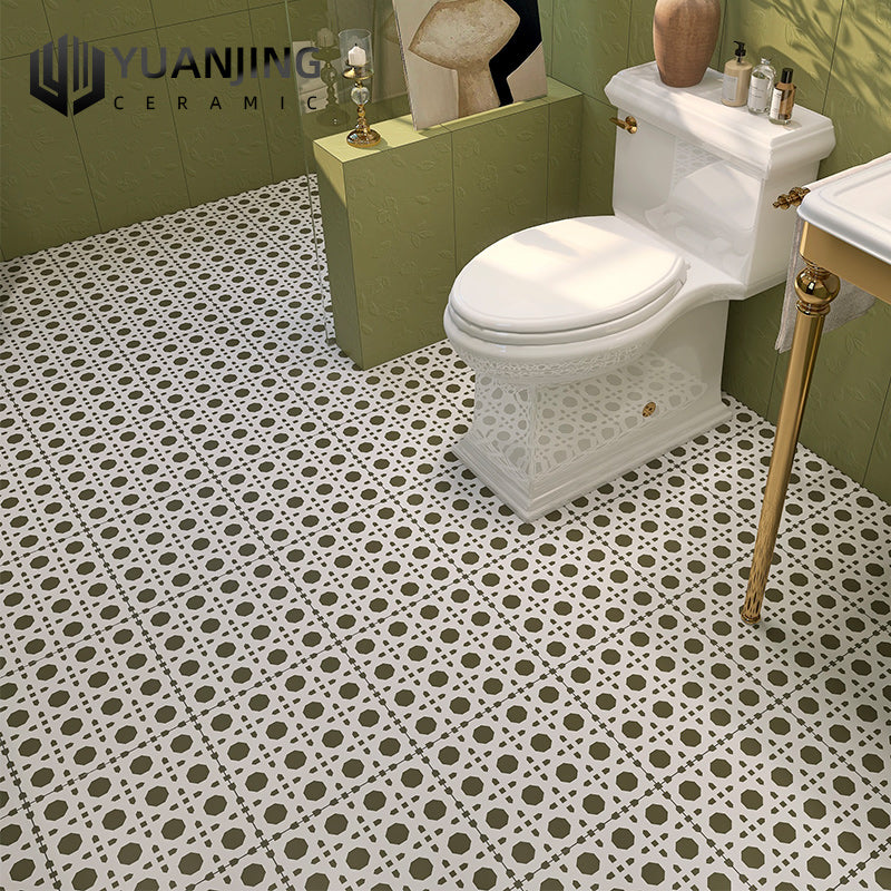 Gạch Sứ Hiện Đại 300x300mm Họa Tiết Hoa Nhỏ Chống Trượt Màu Caramel Lát Sàn Nhà Tắm, Bếp, Ban Công