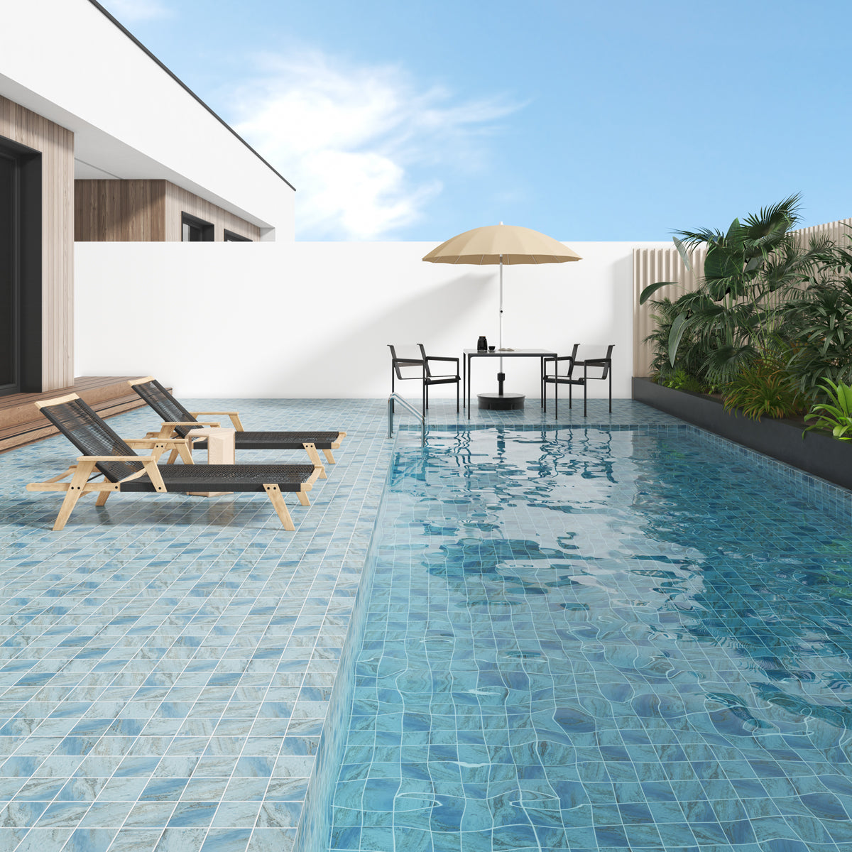 Gạch Hồ Bơi Mosaic Gốm Sứ Vân Đá Cẩm Thạch, Mô Phỏng Đá Tự Nhiên Xanh Bali Sukabumi, Bán Sỉ OEM Từ Nhà Máy