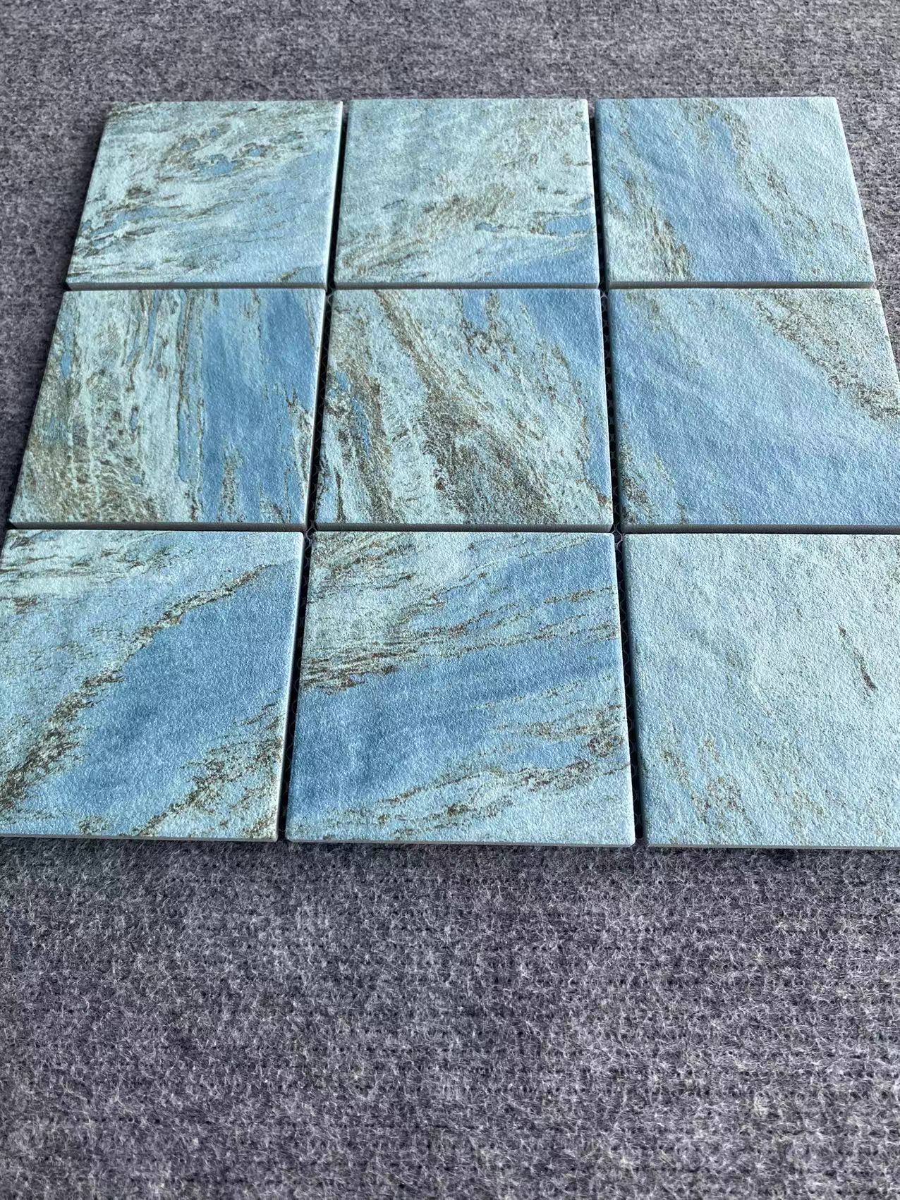 Gạch Hồ Bơi Mosaic Gốm Sứ Vân Đá Cẩm Thạch, Mô Phỏng Đá Tự Nhiên Xanh Bali Sukabumi, Bán Sỉ OEM Từ Nhà Máy