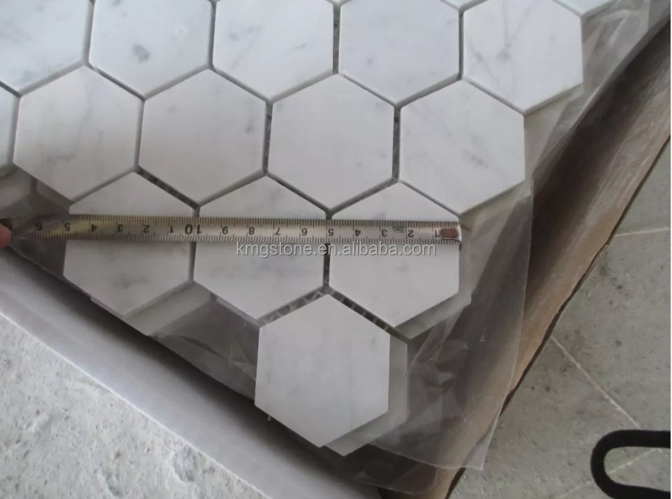 Gạch Mosaic Đá cẩm thạch Kính 4mm Thiết kế Hiện đại Hình Lục giác Vuông Kiểu Parquet Phong cách Trang trí sàn Phòng tắm Bếp Hồ bơi ngoài trời