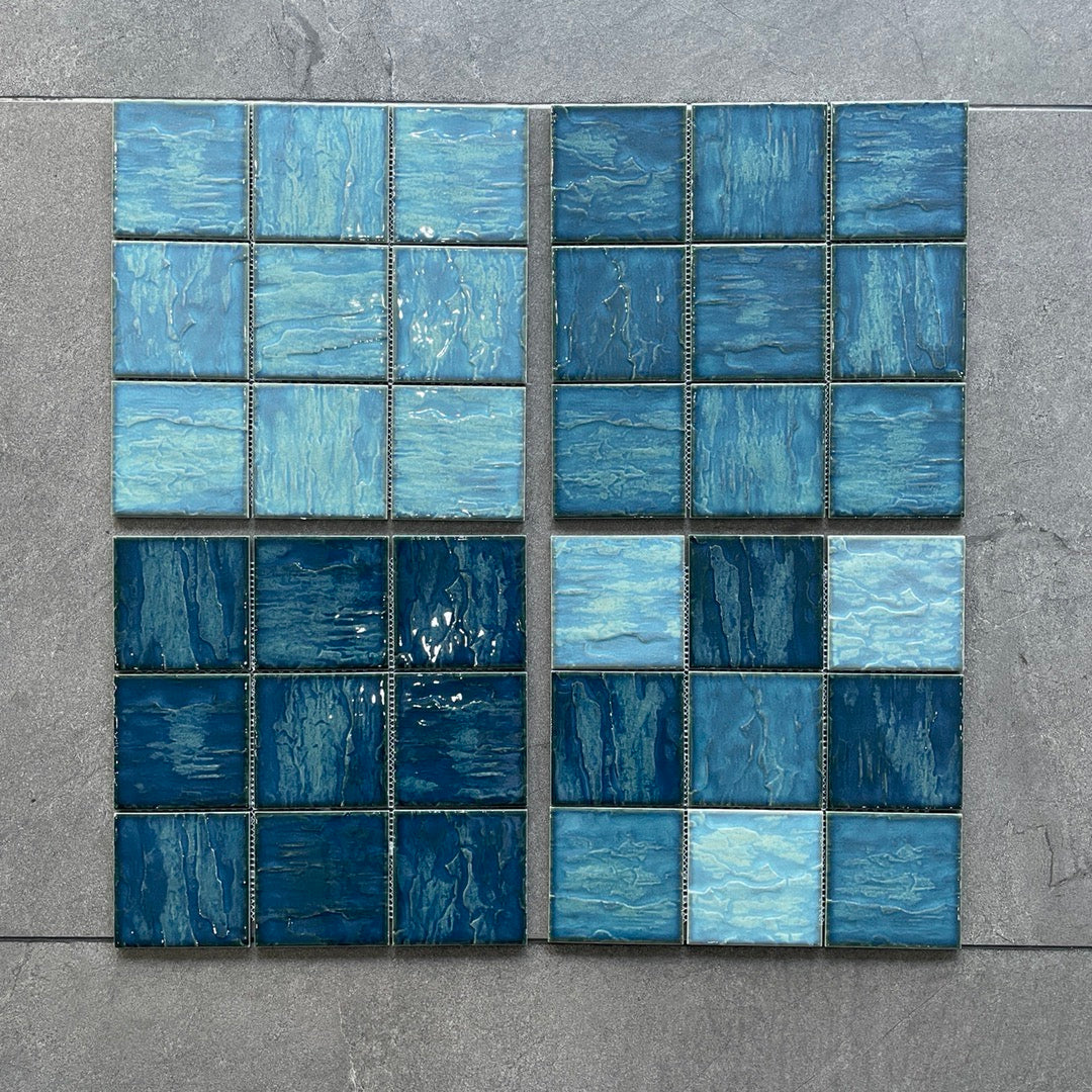 Nhà sản xuất Trung Quốc Gạch men sứ xanh nhạt Gạch ốp tường men sứ xanh da trời Gạch mosaic hồ bơi