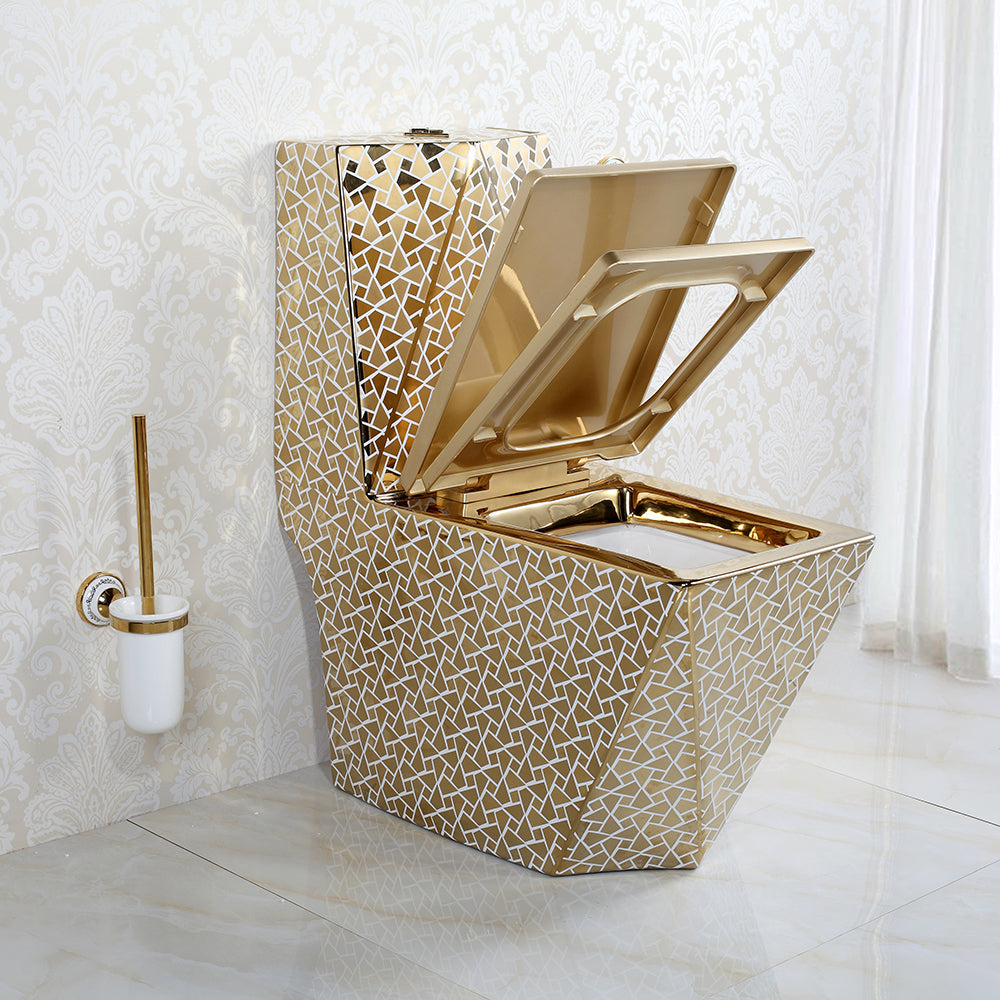 Bồn Cầu Nhật Liền Khối Mạ Vàng Kim Cương Cao Cấp