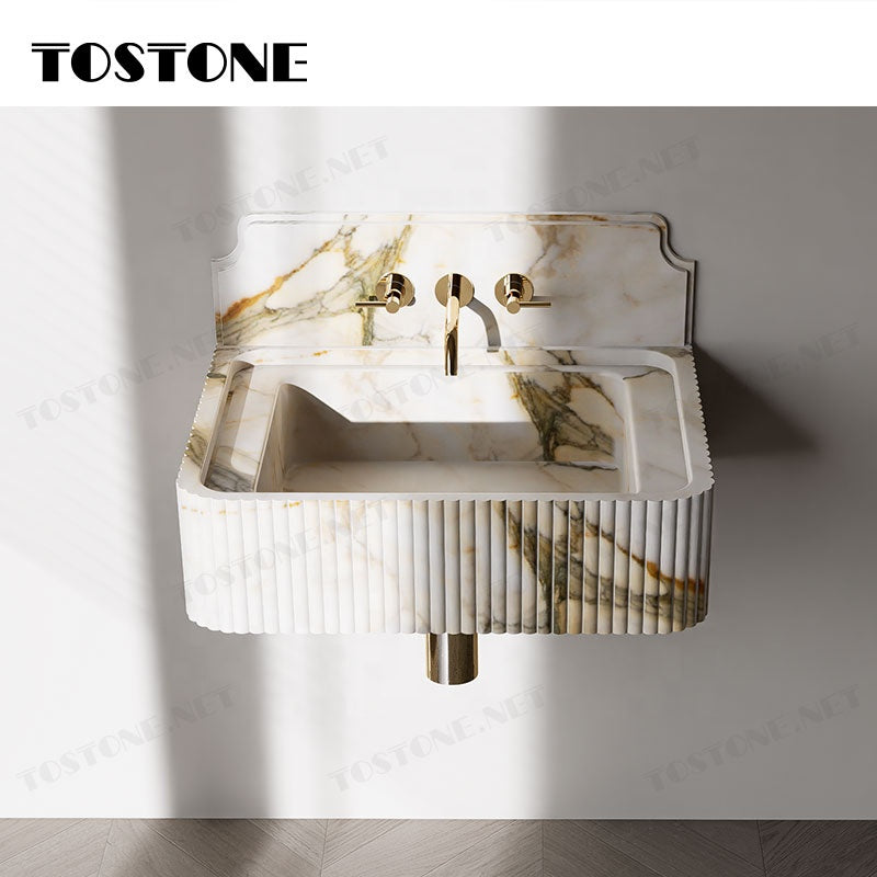 Chậu Rửa Tostone Đá Cẩm Thạch Vân Vàng Sóng êm