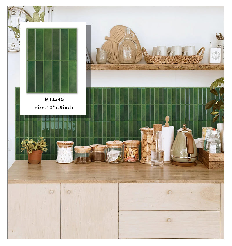 Gạch ốp tường bóc dán 3D bóng hình chữ nhật họa tiết Mosaic màu mơ Thiết kế mới Jorunns