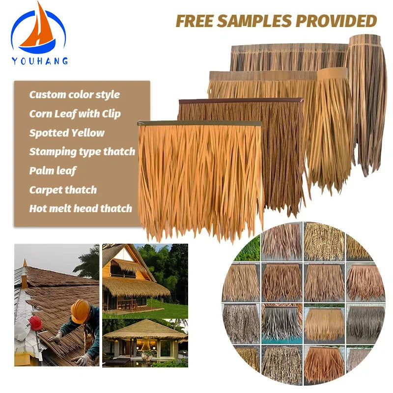 Long Wheatgrass Pvc Thatching Under Nipa Techo House Bar Roll Paja Material Artificial Thatch Tiles