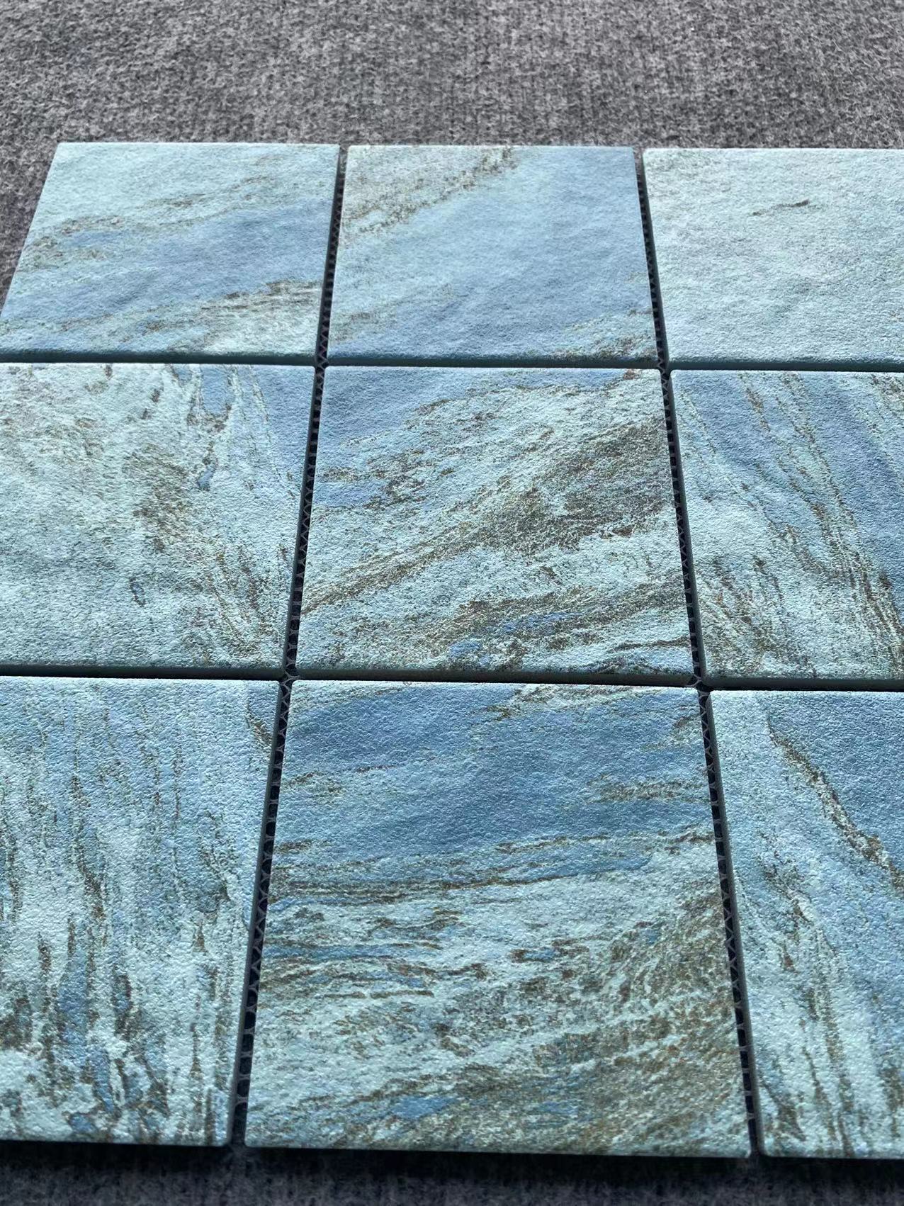 Gạch Hồ Bơi Mosaic Gốm Sứ Vân Đá Cẩm Thạch, Mô Phỏng Đá Tự Nhiên Xanh Bali Sukabumi, Bán Sỉ OEM Từ Nhà Máy