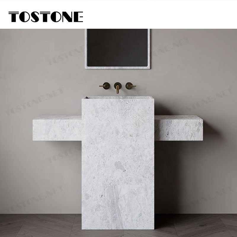 Mặt bàn trang điểm phòng tắm độc lập Tostone Đá cẩm thạch trắng Lorde tự nhiên bề mặt mài mờ chất lượng cao dùng để trang trí chậu rửa gia đình