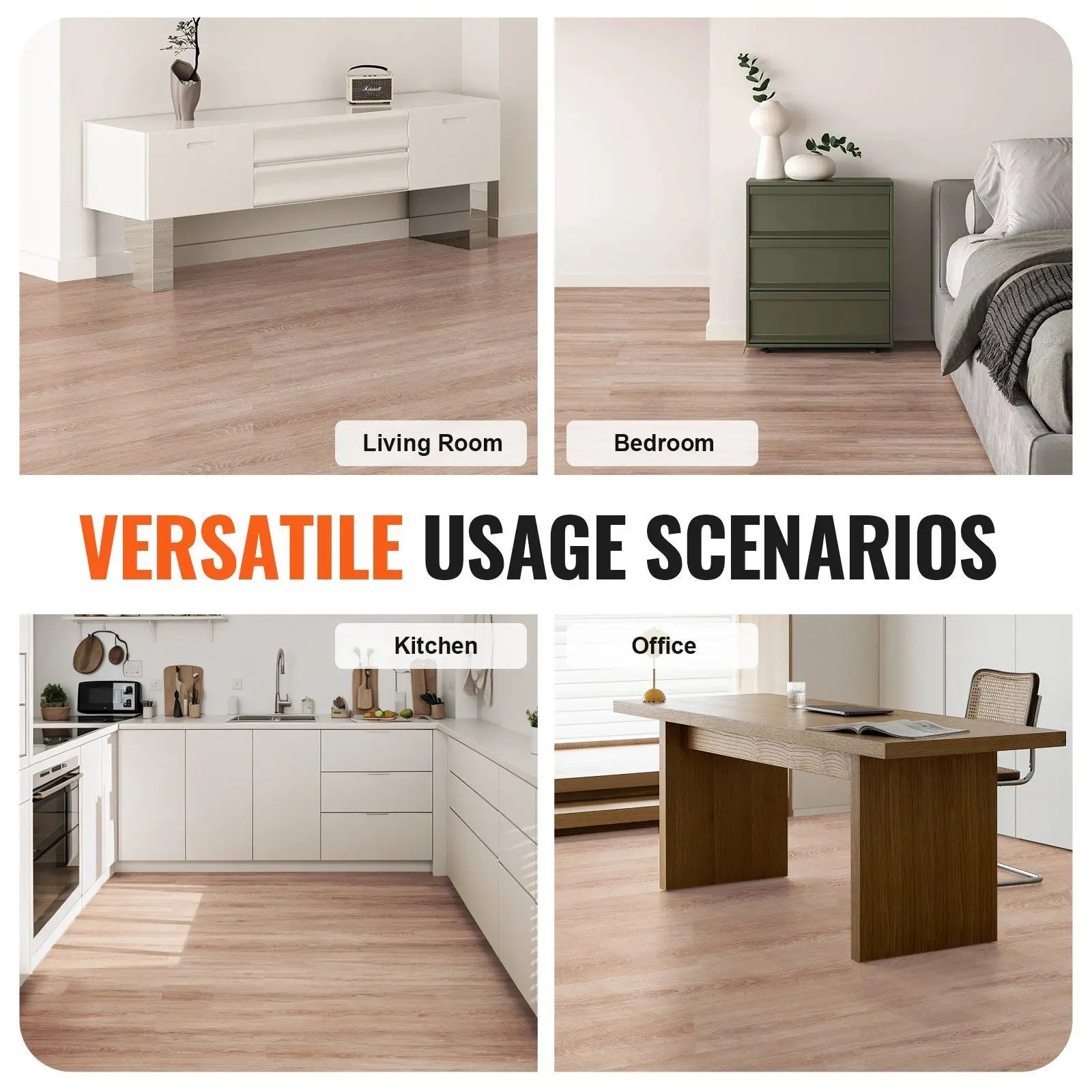 Self-Adhesive 36 X 6 Inch Vinyl Floor Tiles 2.5mm Thick Peel Stick Design Natural Wood Grain for Kitchen Dining Room Easy Home