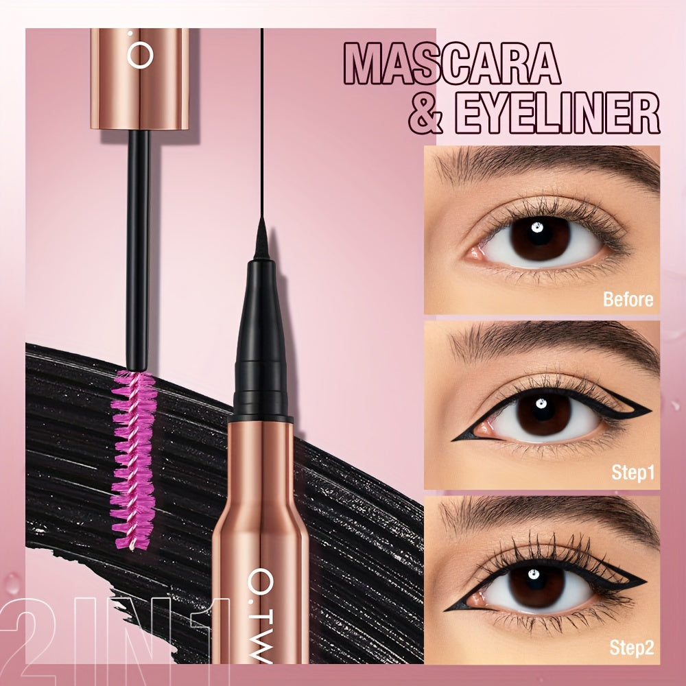 Mascara Eyeliner 2-trong-1 Chống Nước Matte Dày Cong