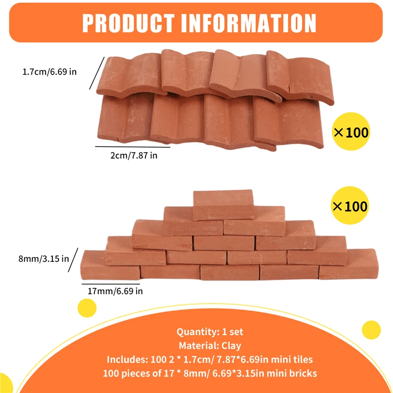 Bộ 200 Viên Gạch Mini & Ngói Mô Hình DIY Nhà Búp Bê - Daisan Store
