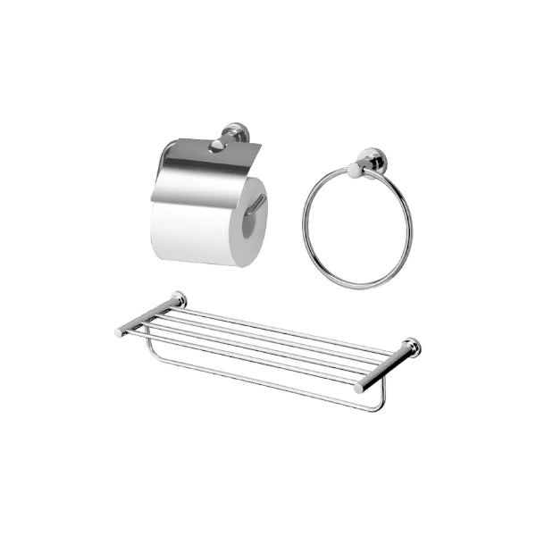 Bộ 3 sản phẩm L: lô đựng giấy vệ sinh, vòng treo khăn & thanh vắt khăn 2 tầng YS406N3V - Daisan Store
