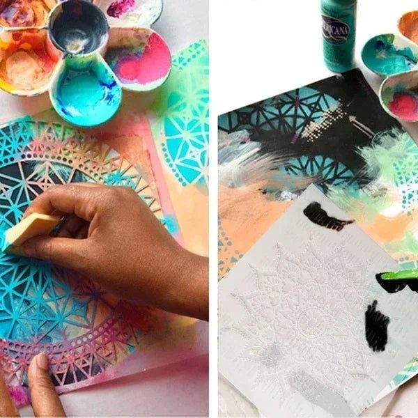 Bộ 9 Khuôn Stencil 15x15cm Dựng Trang Trí Nội Thất Đẹp - Daisan Store