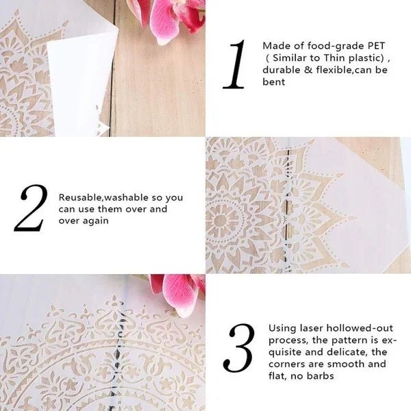 Bộ 9 Khuôn Stencil 15x15cm Dựng Trang Trí Nội Thất Đẹp - Daisan Store