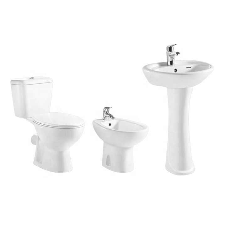 Bộ bồn cầu và chậu rửa mặt Economy Factory tiêu chuẩn CE Châu Âu bán chạy Bộ bồn cầu và chậu rửa mặt có chân đế - Daisan Store