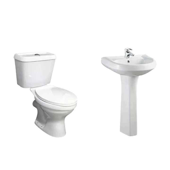 Bộ chậu rửa mặt bằng gốm sứ kết hợp phòng tắm màu trắng giá rẻ Medyag - Daisan Store