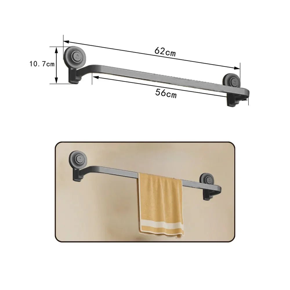 Bộ Phụ Kiện Tắm Xám - Giá Treo Khăn & Kệ Hút Chân Không - Daisan Store