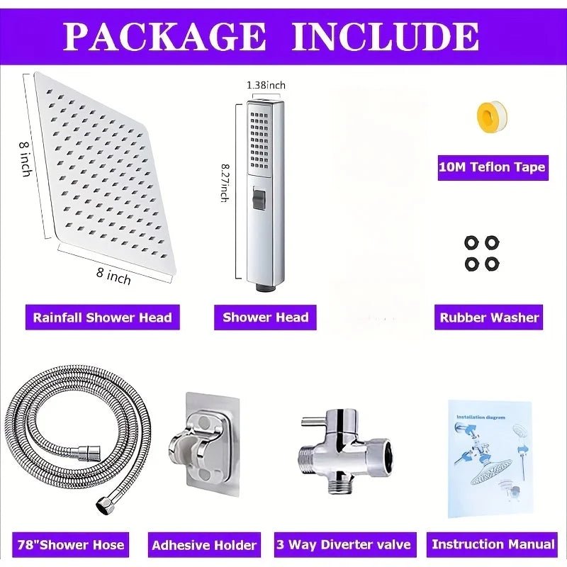 Bộ sen tắm inox áp lực ẩn cần dài kèm vòi xịt - Daisan Store