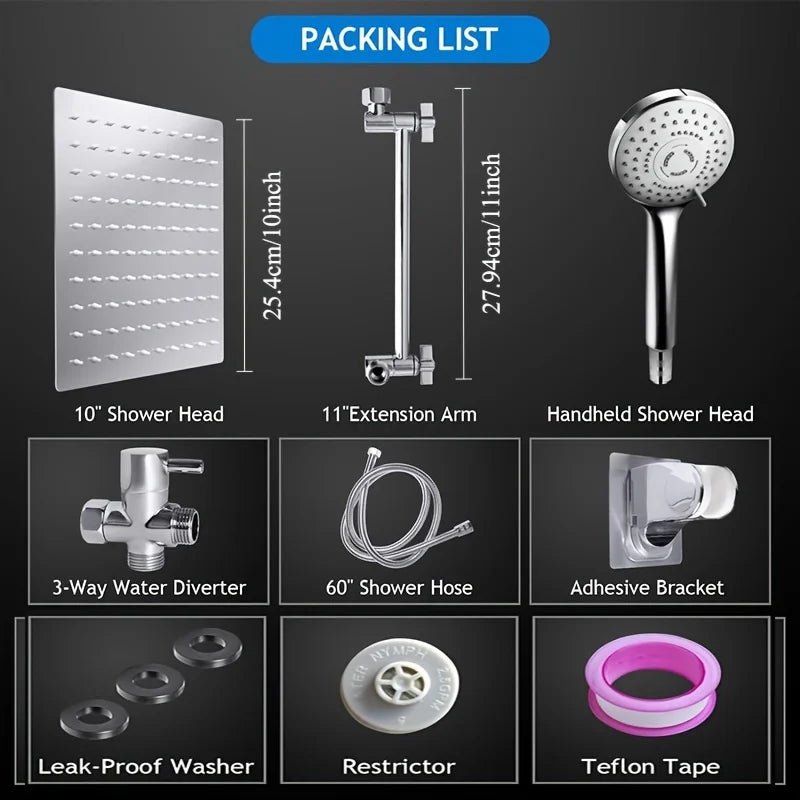 Bộ sen tắm inox áp lực ẩn cần dài kèm vòi xịt - Daisan Store