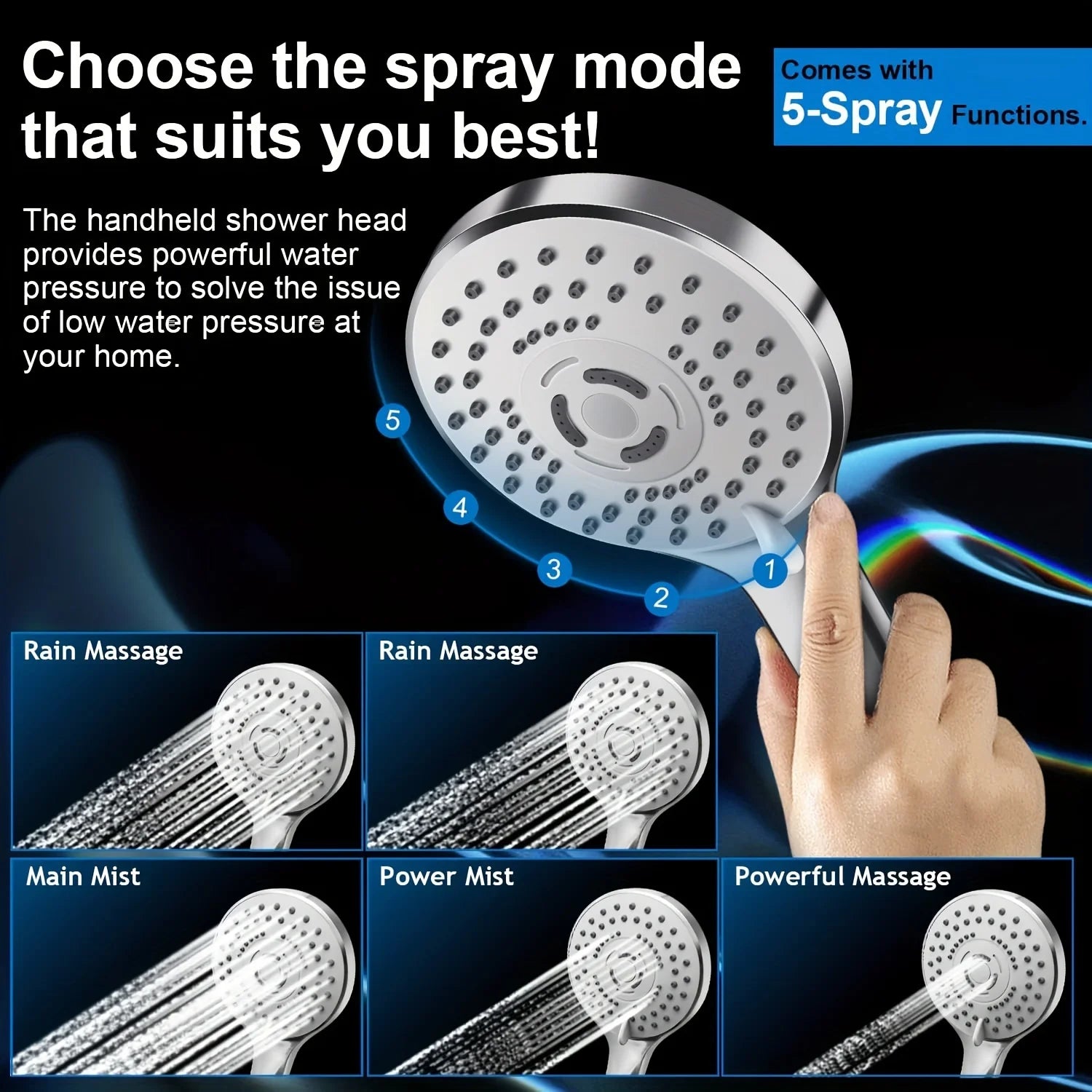 Bộ sen tắm inox áp lực ẩn cần dài kèm vòi xịt - Daisan Store