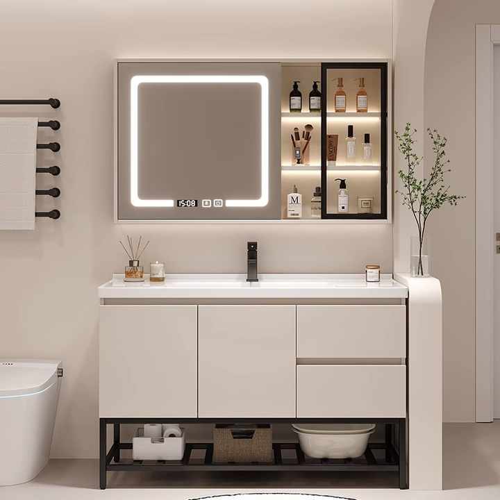 Bộ tủ đựng đồ phòng tắm chống thấm nước nhỏ hiện đại treo nổi có bồn rửa - Daisan Store