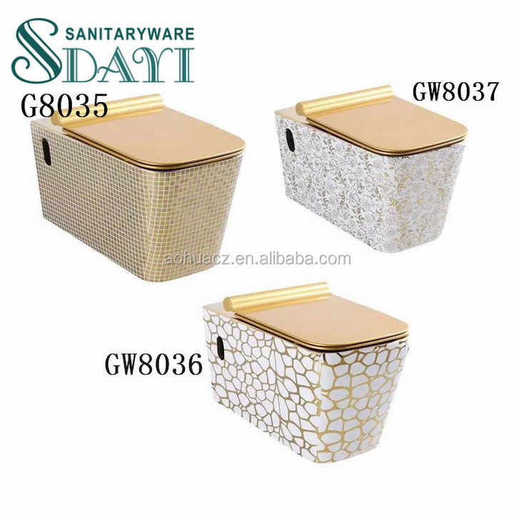 Bồn cầu treo tường bằng gốm sứ hình vuông Tornado không viền họa tiết đá cẩm thạch bền bỉ SDAYI - Daisan Store