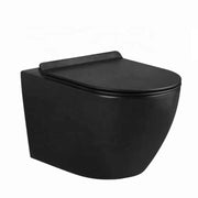 Bồn cầu treo tường bằng sứ màu đen mờ chịu nhiệt một lần không viền - Daisan Store
