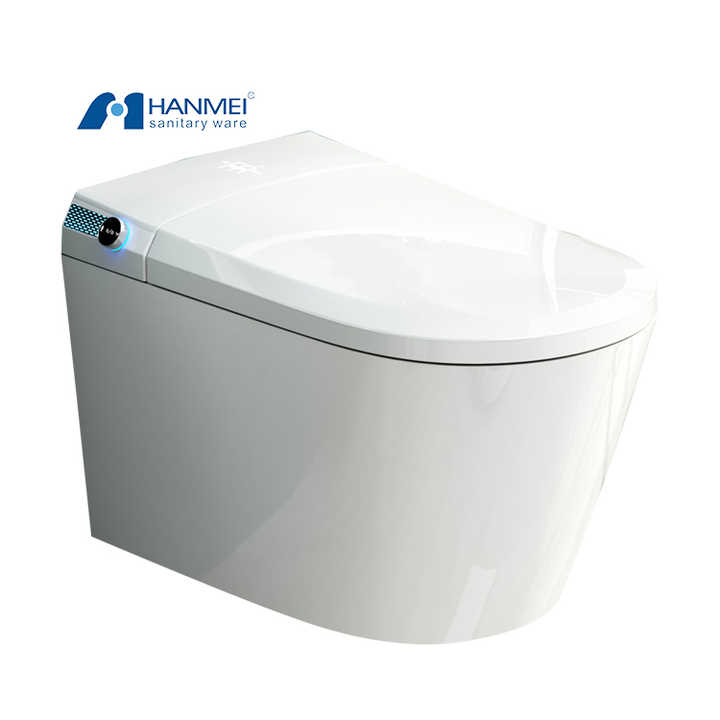 Bồn cầu treo tường hình chữ P không vành kiểu Châu Âu xả nước mạnh bằng gốm sứ hiện đại một khối tròn - Daisan Store