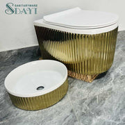 Bồn cầu treo tường SDAYI LUXURY hình cô gái Trung Hoa màu vàng bạc - Daisan Store