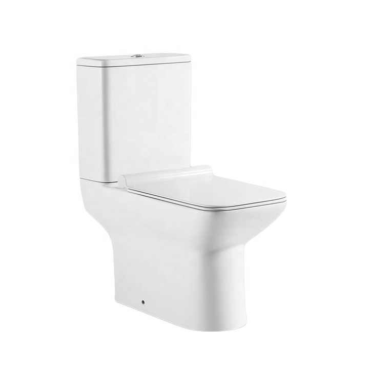 Bồn cầu vuông bằng gốm sứ Medyag CE màu trắng không vành, bồn cầu hai khối xả kép - Daisan Store